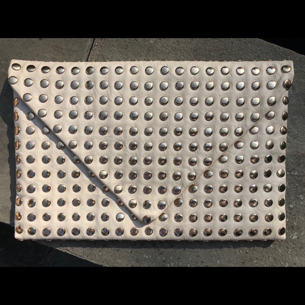 ZARA LEATHER STUDDED CLUTCH